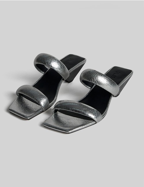 Sandali CODY con fasce imbottite e tacco a cono silver