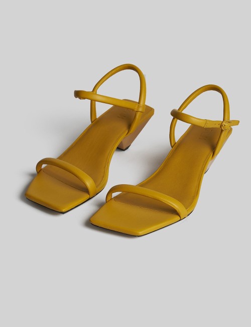 CARLOS SANDALS MARY JANE CONE HEEL SANDAL WITH STRUCTURED STRAP YELLOW