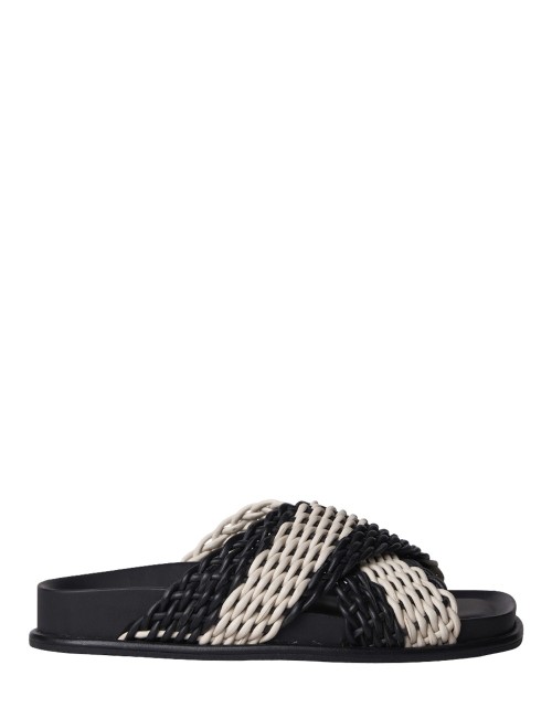 Ciabatte CHASE con intreccio incrociato black white