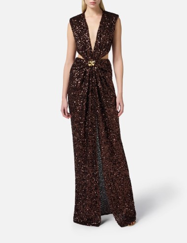 Abito Red Carpet in paillettes cacao
