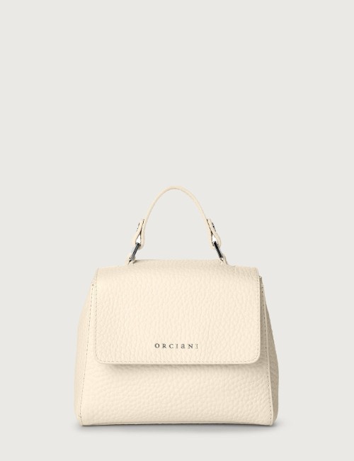 Borsa Sveva Soft Mini a mano in pelle con tracolla ivory