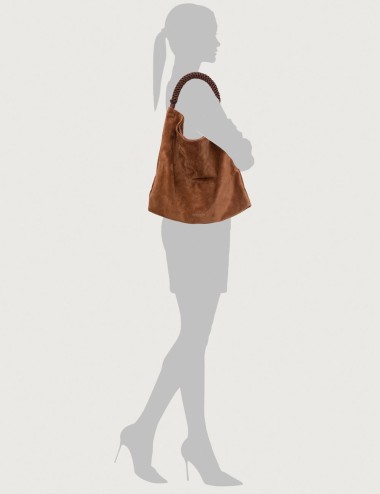 Borsa Todo Peach a spalla in suede sella