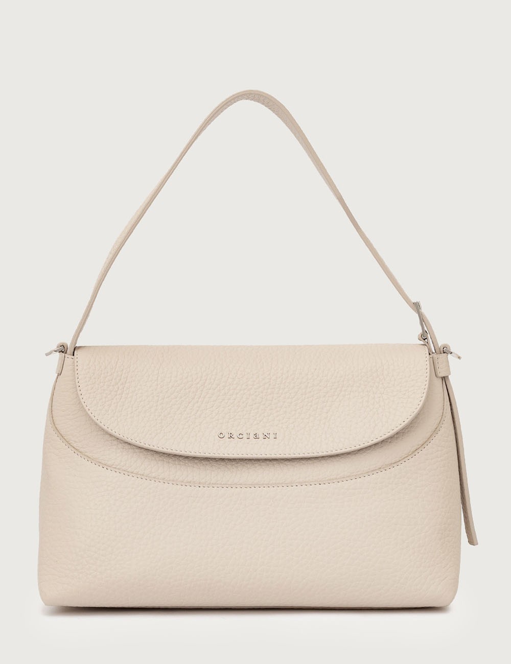 Borsa a spalla Nana Soft in pelle martellata con tracolla avorio