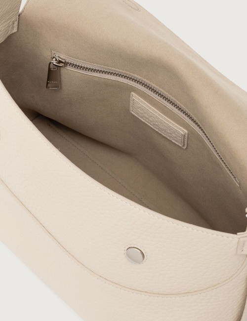 Nana Soft leather shoulder bag with strap ivory