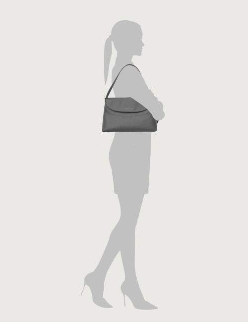 Borsa a spalla Nana Soft in pelle martellata con tracolla cuoio