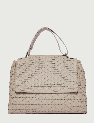Borsa Sveva Nappa Woven Media a spalla in pelle intrecciata avorio