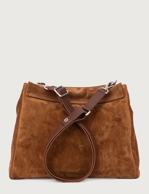 Borsa Sveva Peach Media a spalla in pelle con tracolla sella