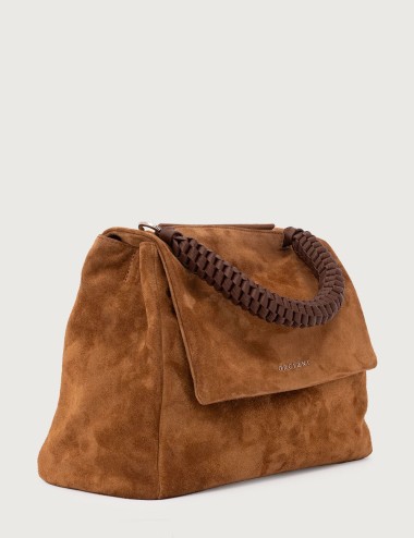 Sveva Peach Midi leather shoulder bag with strap brown