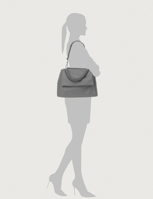 Sveva Sense Scooby Midi leather shoulder bag with strap off white