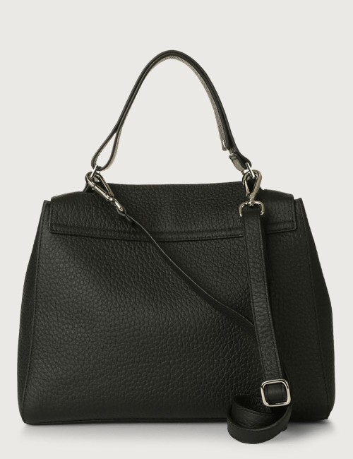 Borsa a spalla media Sveva Soft in pelle con tracolla Nero