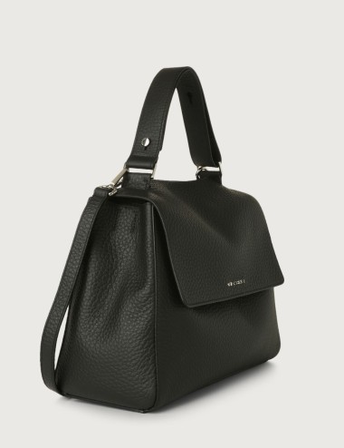 Borsa a spalla media Sveva Soft in pelle con tracolla Nero