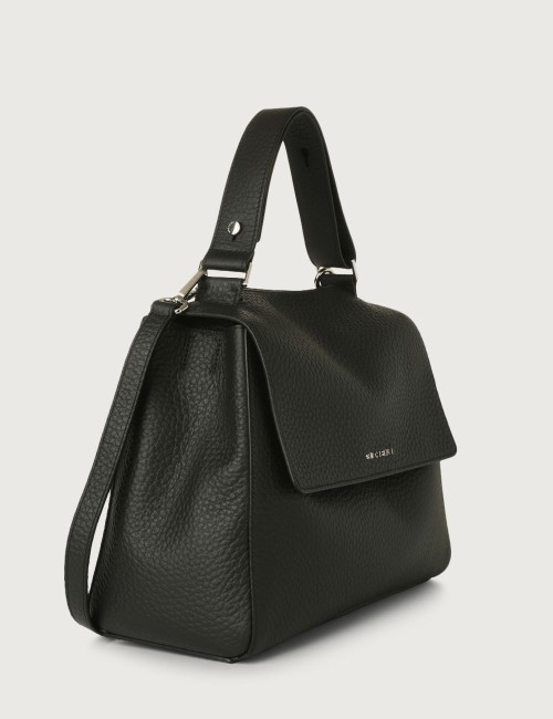 Borsa a spalla media Sveva Soft in pelle con tracolla Nero