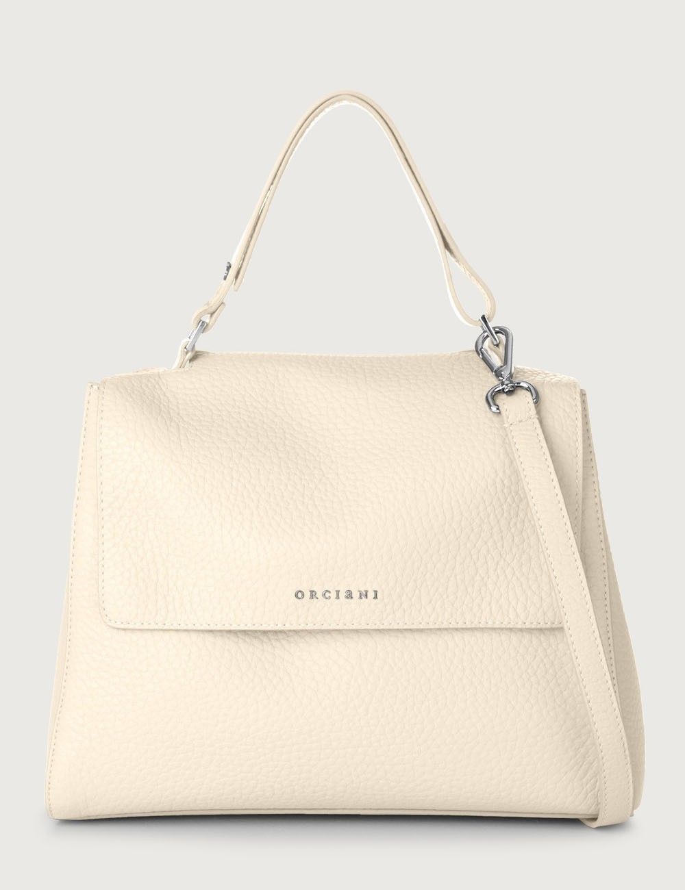 Borsa Sveva Soft Media a spalla in pelle con tracolla avorio