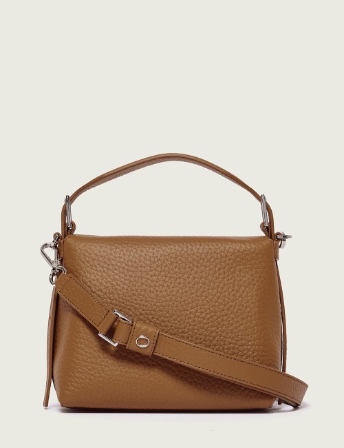 Borsa a mano Nana Small Soft in pelle con tracolla cuoio