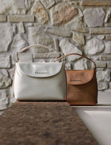 Borsa a mano Nana Small Soft in pelle con tracolla avorio