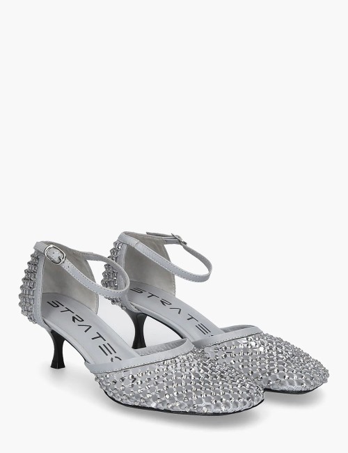 Décolleté Shiny All Over Strass grigia