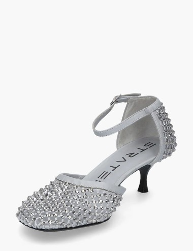 Décolleté Shiny All Over Strass grigia