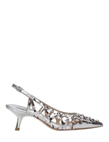 Slingback BIZARRE con borchie specchio argento