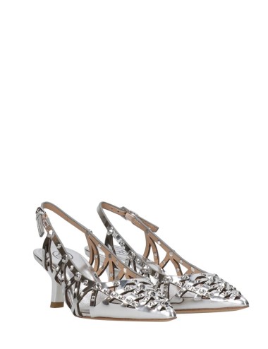 Slingback BIZARRE con borchie specchio argento