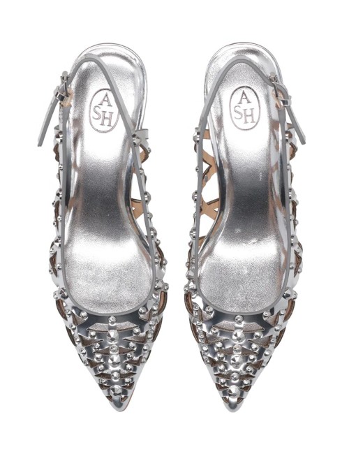 BIZARRE Slingback with stud mirrror silver