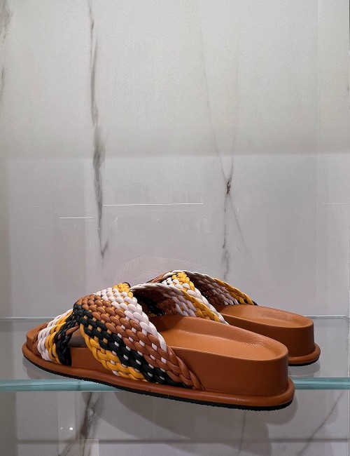 CHASE BASKET WEAVE CROSS STRAP FOOTBED SLIDE TAN