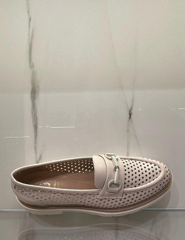 Mocassino traforato alto beige