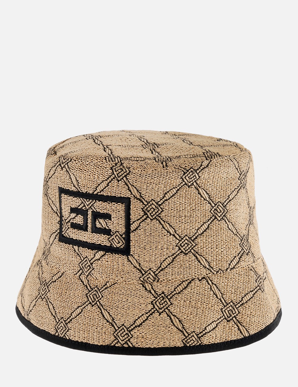 Raffia bucket hat with diamond Hay Black