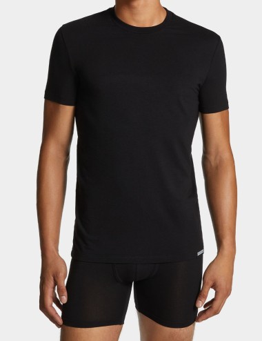 T-shirt con logo ricamato nera