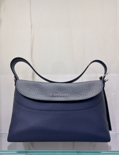Borsa a spalla Nana Soft in pelle martellata con tracolla navy