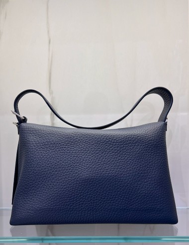 Borsa a spalla Nana Soft in pelle martellata con tracolla navy