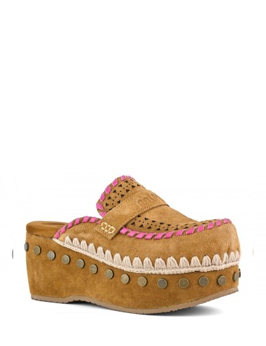 Zoccolo Clog leather overstitch cognac