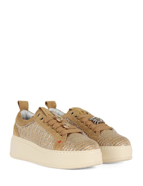 Sneakers PIA350A in pelle e rafia granchio cuoio