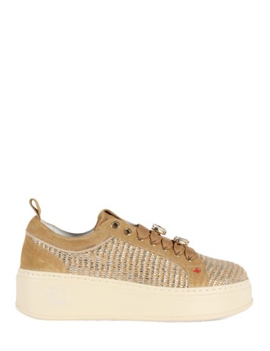 Sneakers PIA350A in pelle e rafia granchio cuoio