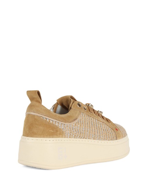 Sneakers PIA350A in pelle e rafia granchio cuoio