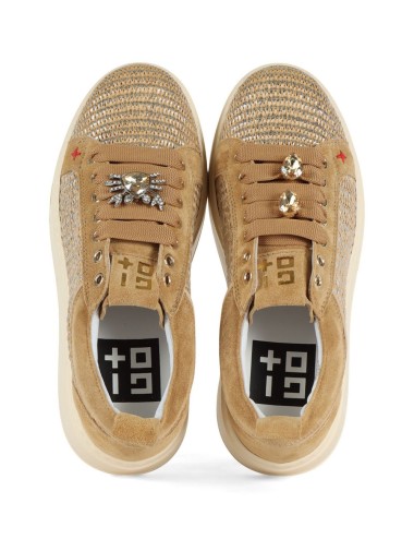 Sneakers PIA350A in pelle e rafia granchio cuoio
