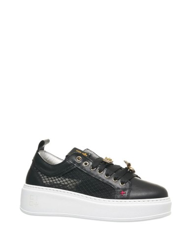 Sneakers PIA342B in pelle e rete ape nera