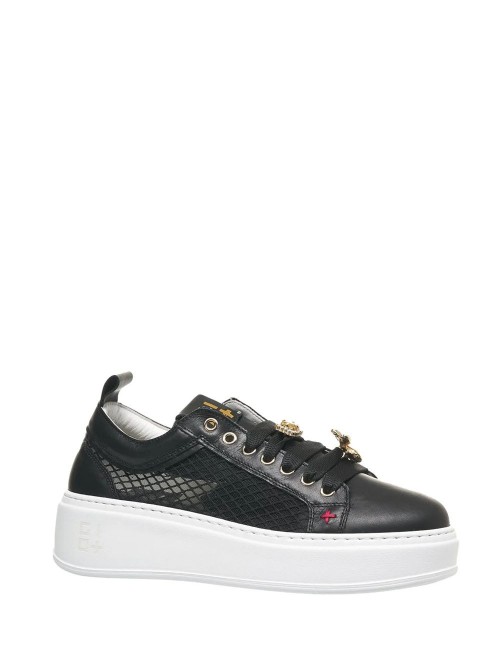 Sneakers PIA342B in pelle e rete ape nera