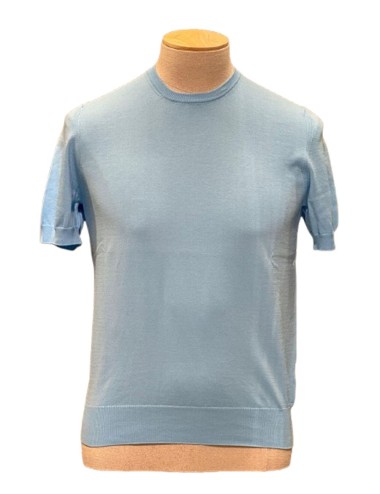 T-SHIRT IN MAGLIA COTONE ORGANICO AZZURRA