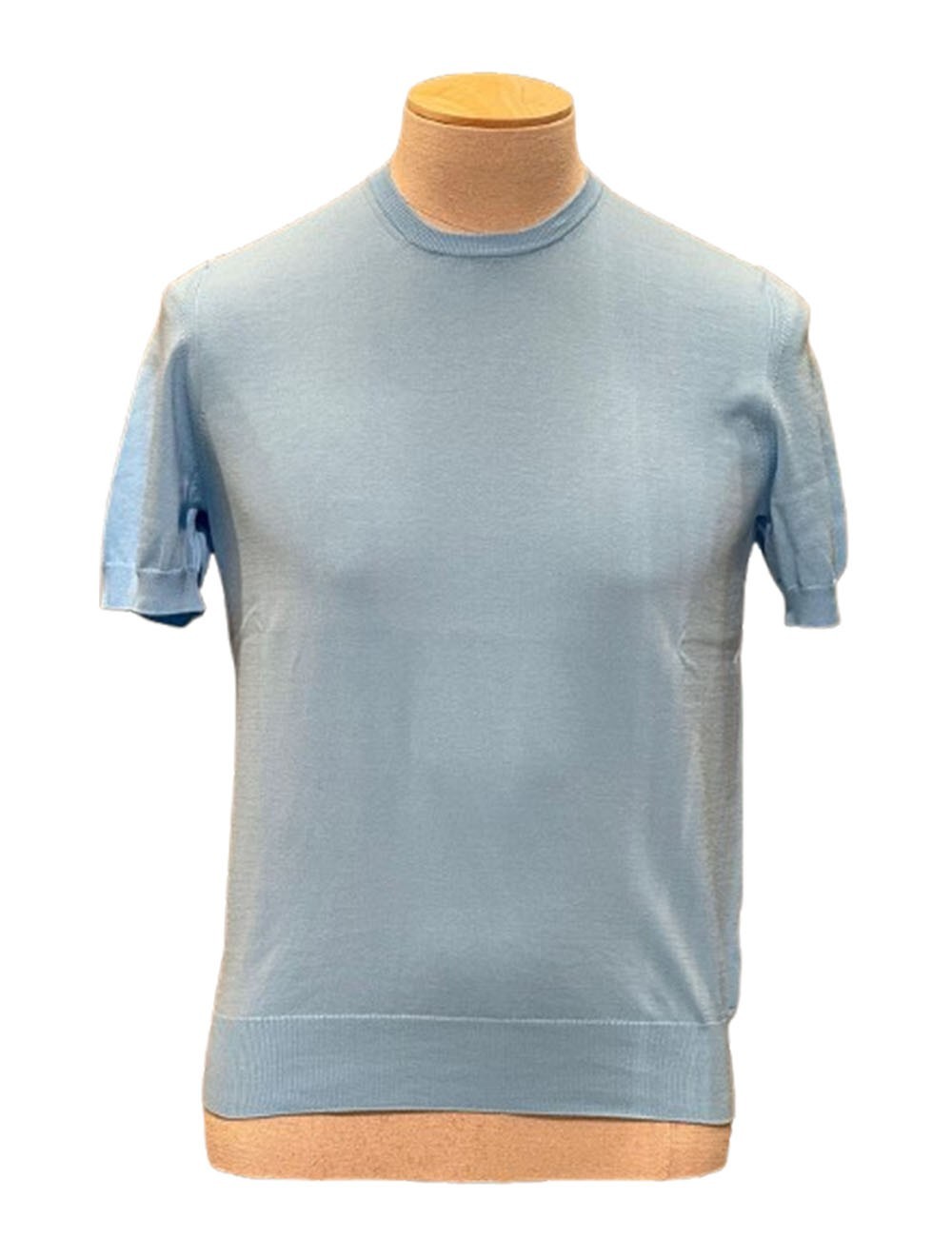 T-SHIRT IN MAGLIA COTONE ORGANICO AZZURRA