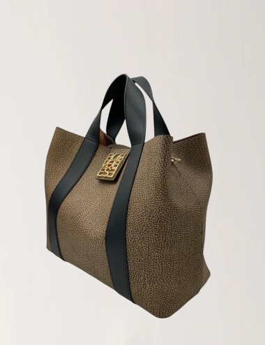 BORSA SHOPPER MEDIUM OP NATURALE/NERO