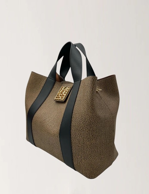 BORSA SHOPPER MEDIUM OP NATURALE/NERO