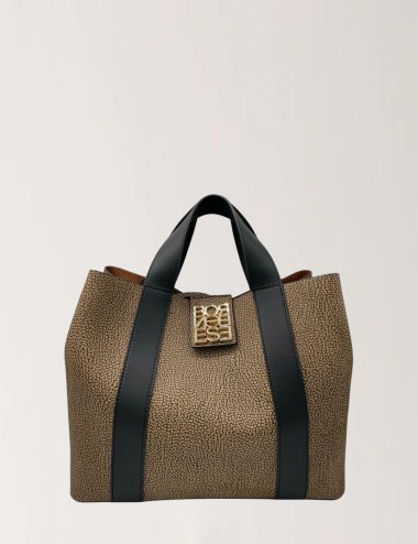 BORSA SHOPPER MEDIUM OP NATURALE/NERO