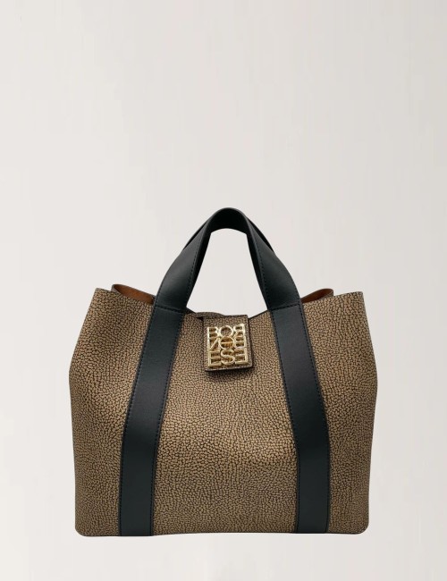 BORSA SHOPPER MEDIUM OP NATURALE/NERO