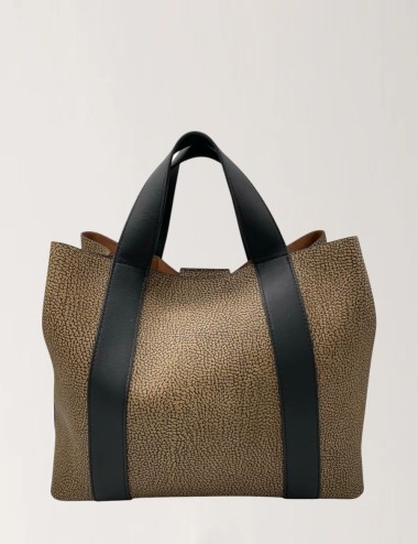 BORSA SHOPPER MEDIUM OP NATURALE/NERO
