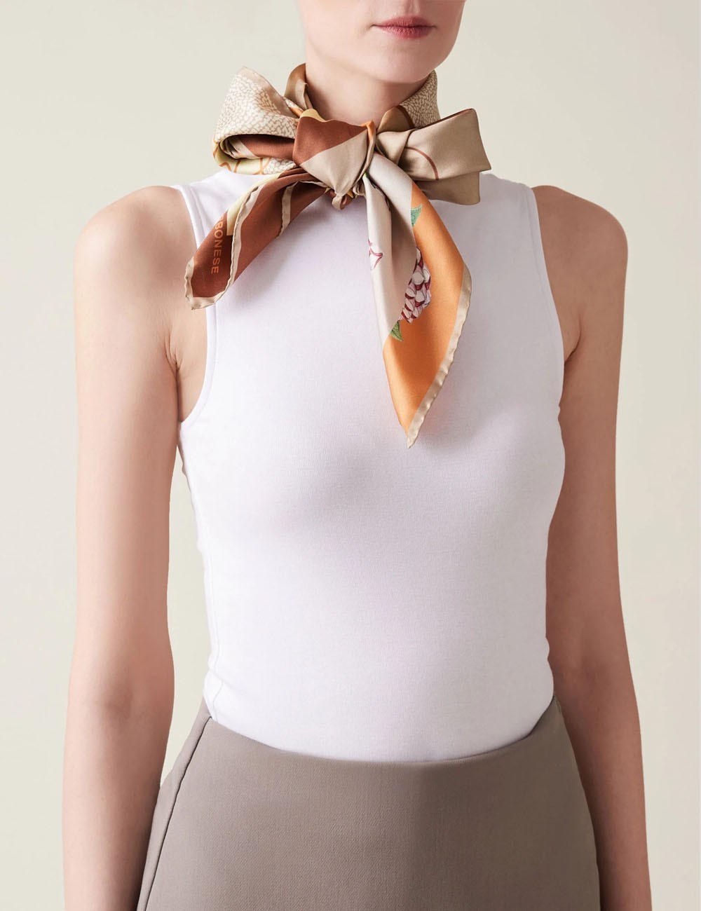 FOULARD DI SETA TANGERINE/COCONUT/SABBIA