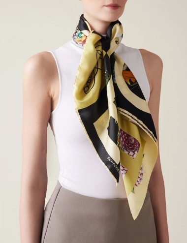 FOULARD DI SETA ZENZERO/NERO/OP NATURALE