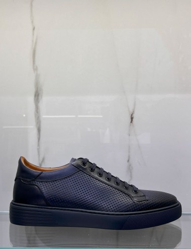 Sneakers in pelle traforate blu