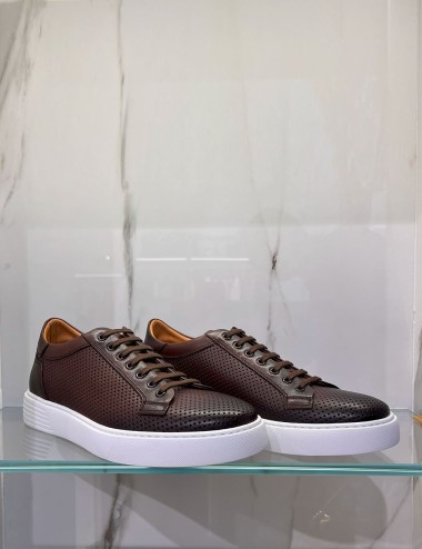 Sneakers in pelle traforate brown