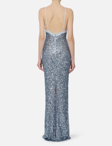 Abito Red Carpet in paillettes e pizzo sky blue