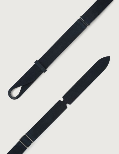 Suede Nobuckle belt blue